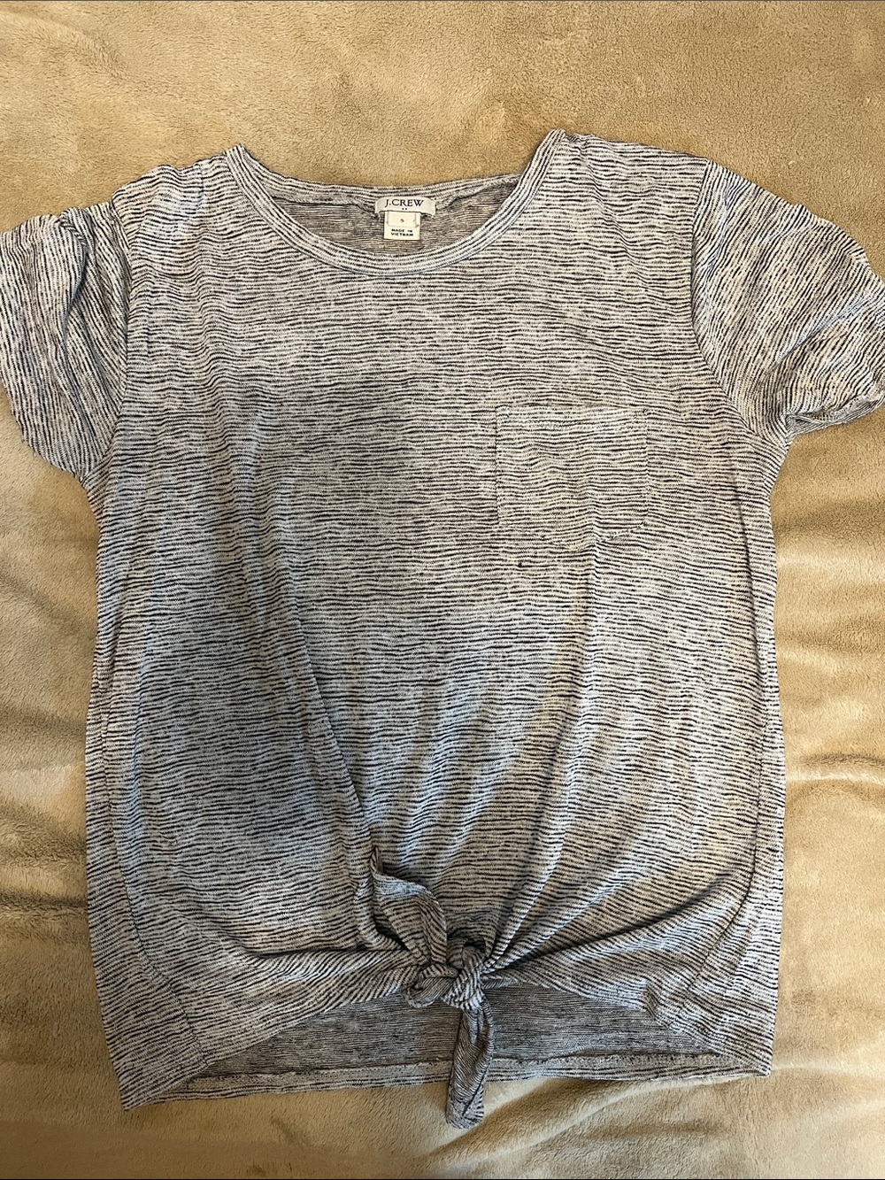 J. Crew Heathered Gray Short Sleeve Tie-Front Tee